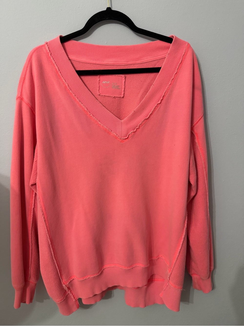 aerie Coral Pink V-Neck Sweater